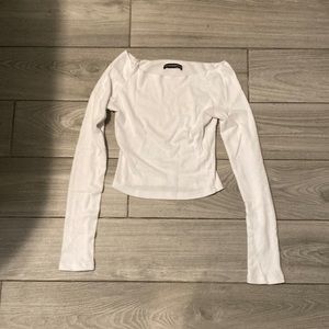 Brandy Melville White Off the Shoulder Long Sleeve Shirt